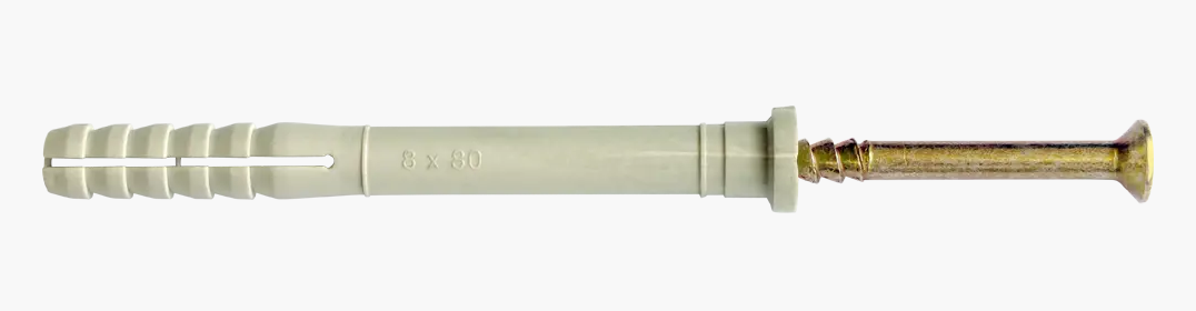 Дюбель з ударним шурупом 5x50 нейлон / ж.цинк, буртик циліндр